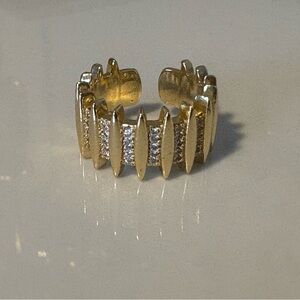 Gold rhinestone band ring. Size 6 1/2 adjustable